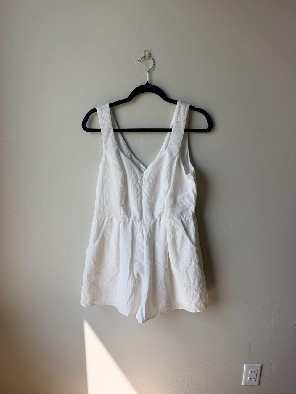 Blue Rain White V-Neck Sleeveless Romper